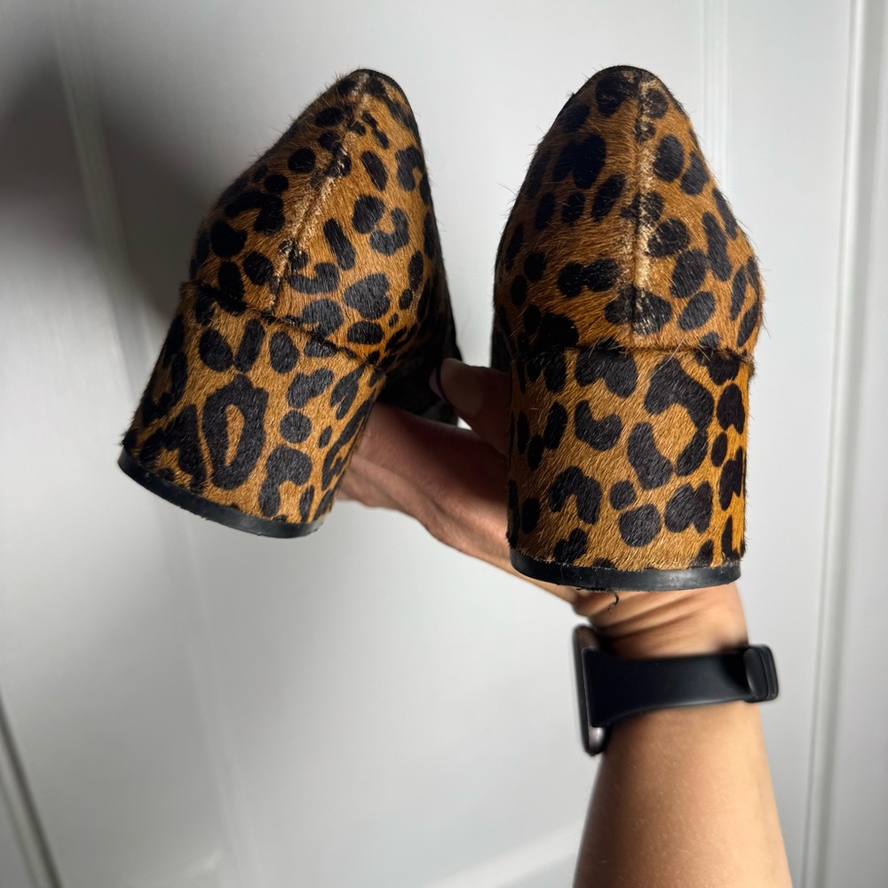 Banana Republic Leopard Cheetah Print Calf Hair Smoking Slipper Heel Size 9 - Picture 4 of 12